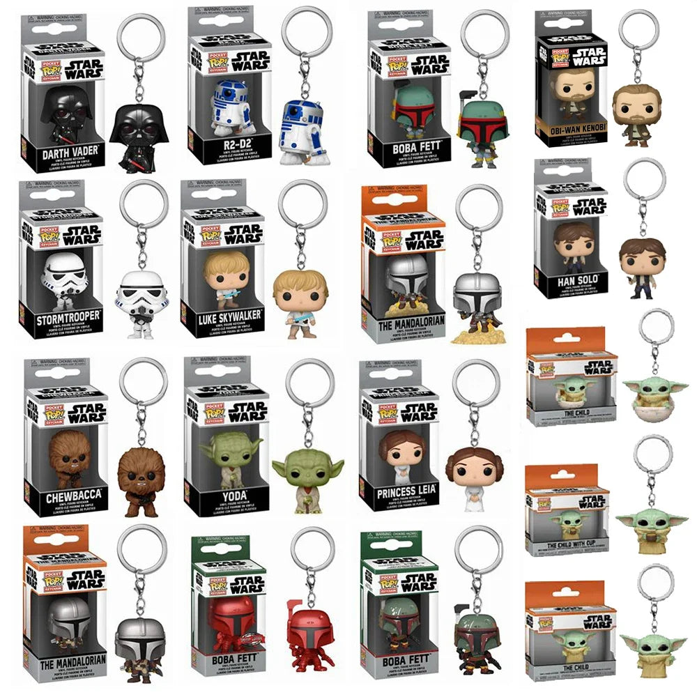 Funko pop Keychain Star Wars the Mandalorian Skywalker Luke Chubacca R2-D2 Yoda the Child Vinyl Action Figures Toys - Gufetto Brand 