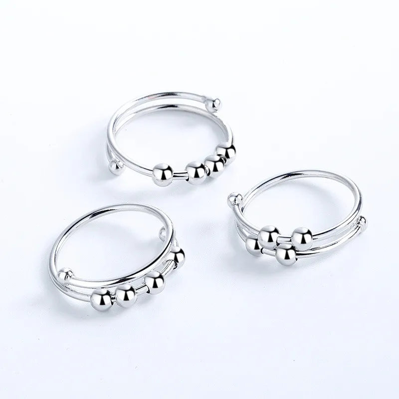 1/2Pcs Fidget Beads Ring for Women Men Rotate Freely Anti Stress Anxiety Ring Single Coil Antistress Spiral Beads Rotate Jewlery