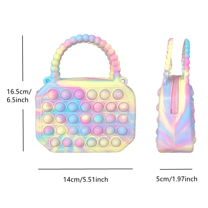 1pc Pop Purse Silicone Sensory Push Pop Bubble Bag Crossbody Bag Antistress Toys Cartoon Unicorn Handbag Coin Pouch For Kids