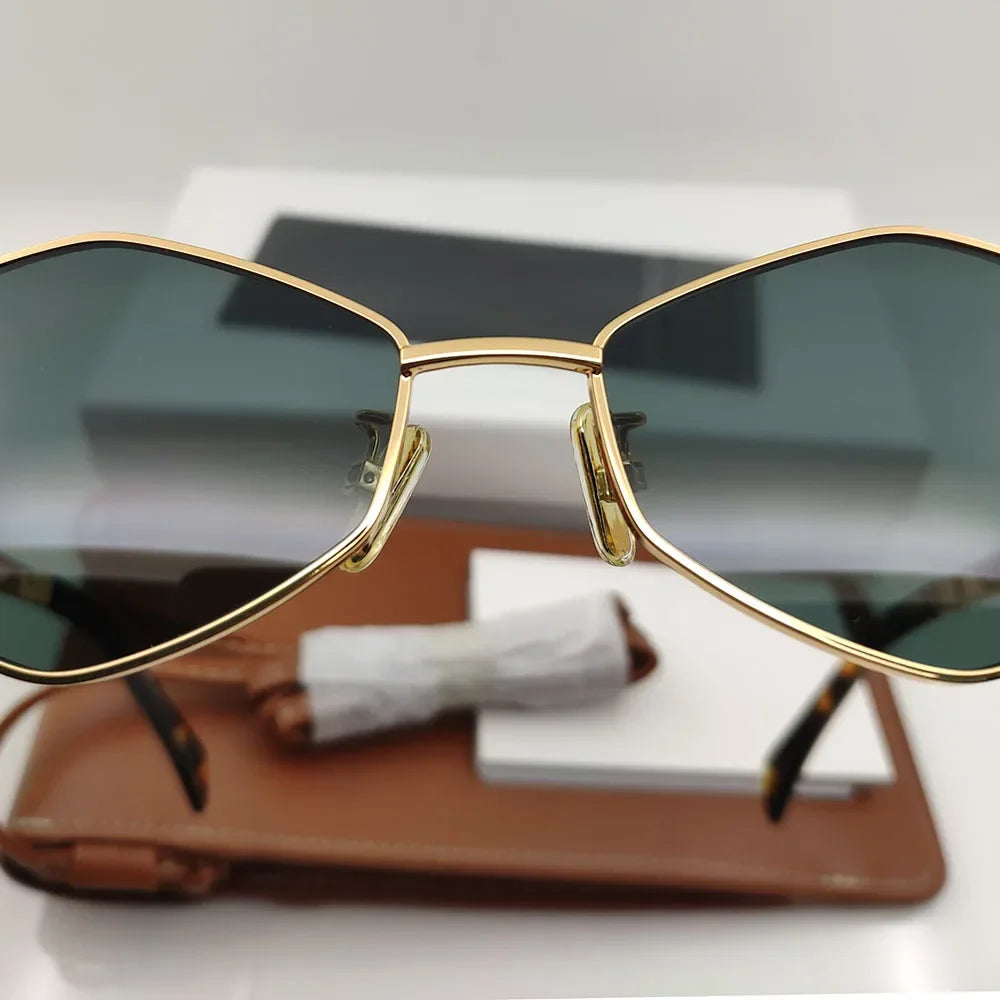 2024 New Aesthetic quadrilateral Metal Frame Sunglasses For Women Brand Designer Futuristic Summer Ladies For Sun Glasses UV400 - Gufetto Brand 