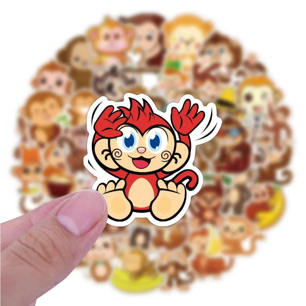 10/30/50PCS Cartoon Cute Monkey Animal Graffiti Creative Sticker Desk Guitar Computer Refrigerator  Waterproof Sticker Wholesale - Gufetto Brand 