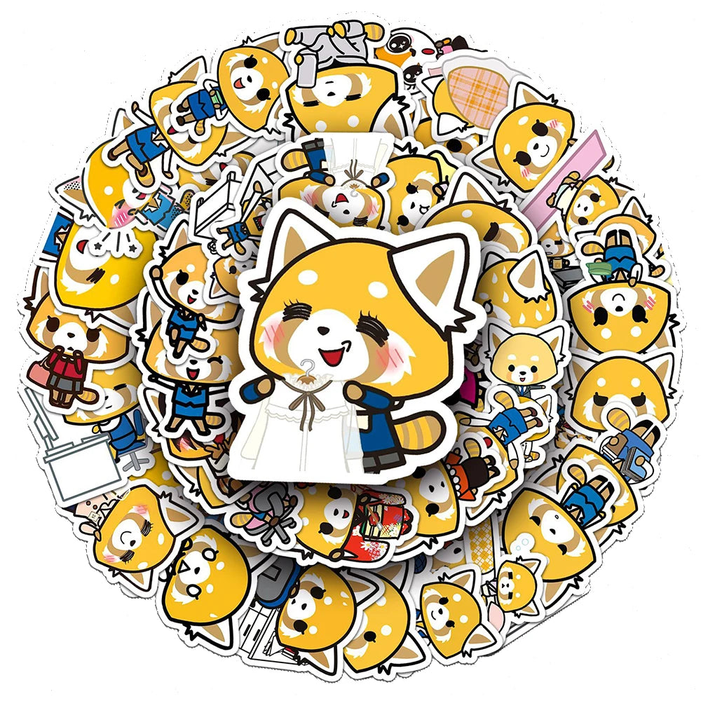 10/30/50pcs Funny Sanrio Aggretsuko Decoration Stickers for Kids Graffiti Luggage Fridge Cute Cartoon Decal PVC Sticker Toy Gift - Gufetto Brand 