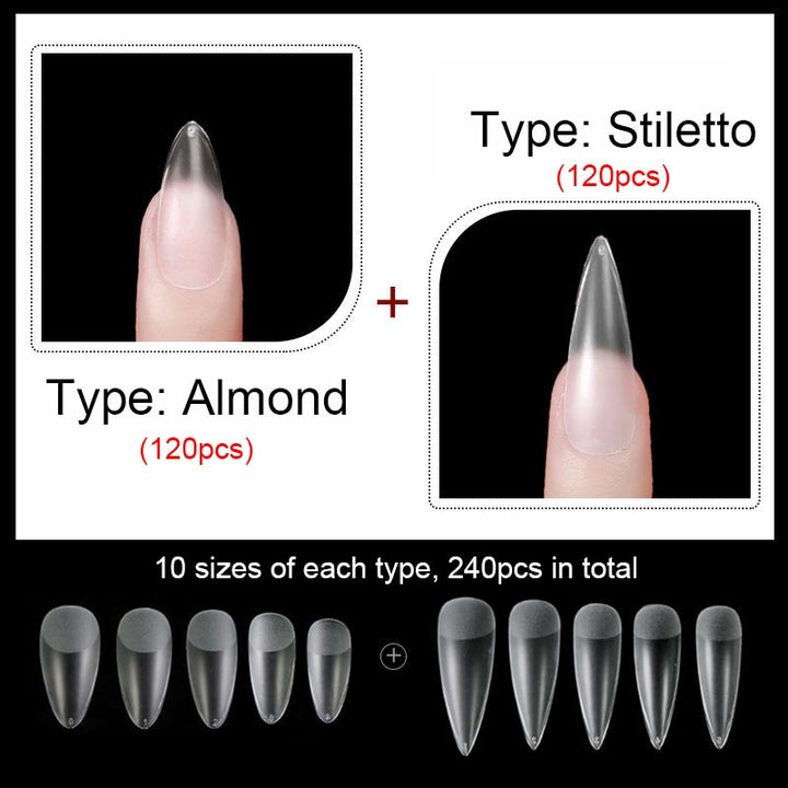 Unghie finte Nuove punte opache Falso Nail Capsule Press on Bara/Stiletto/Mandorla/Quadrato/Ovale Nail Art Pratica Strumento per manicure - Gufetto Brand 