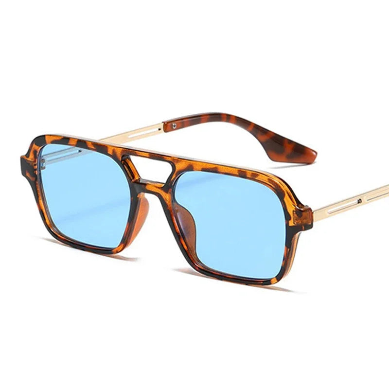 Small Frame Square Sunglasses Female Vintage Hollow Leopard Blue Oculos De Sol Woman Brand Designer Fashion Luxury Sun Glasses - Gufetto Brand 