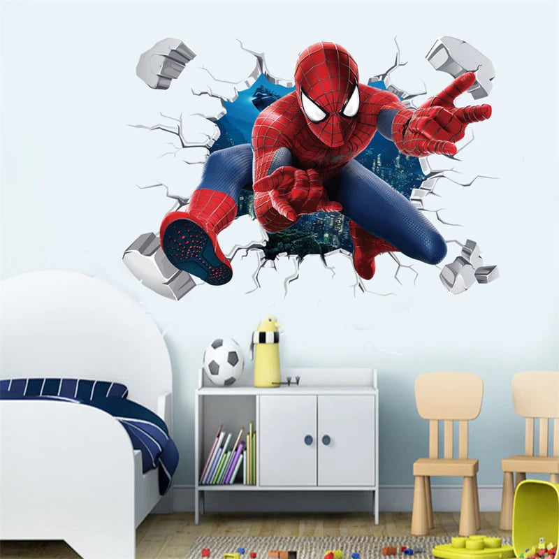 3D Stereoscopic Effect Spider-Man Wall Stickers For Kids Room Marvel Superhero Movie Poster Living Room Bedroom Wall Decoration - Gufetto Brand 