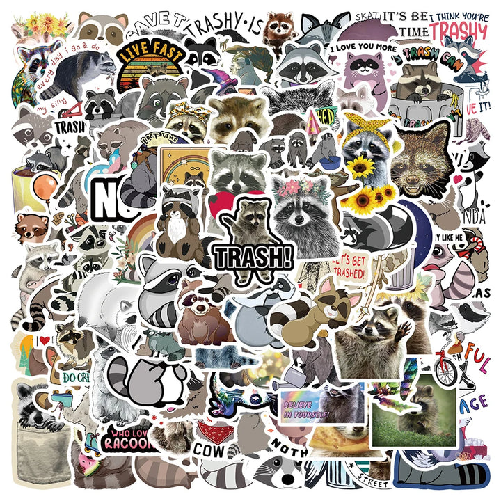 50/100pcs Cartoon Animal Raccoon Cute Stickers Laptop Guitar Luggage Phone Stationery Scrapbook Decals Kid Gifts Toys - Gufetto Brand 