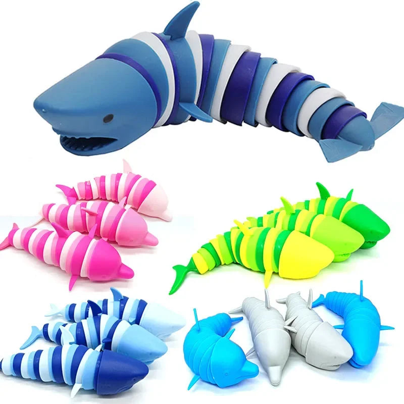 Stress Relief Toys Fidget Toys Kids Adults Funny Buckle Slug Dolphin Shark Anxiety Antistress Squishy Toy Keychain Accessories