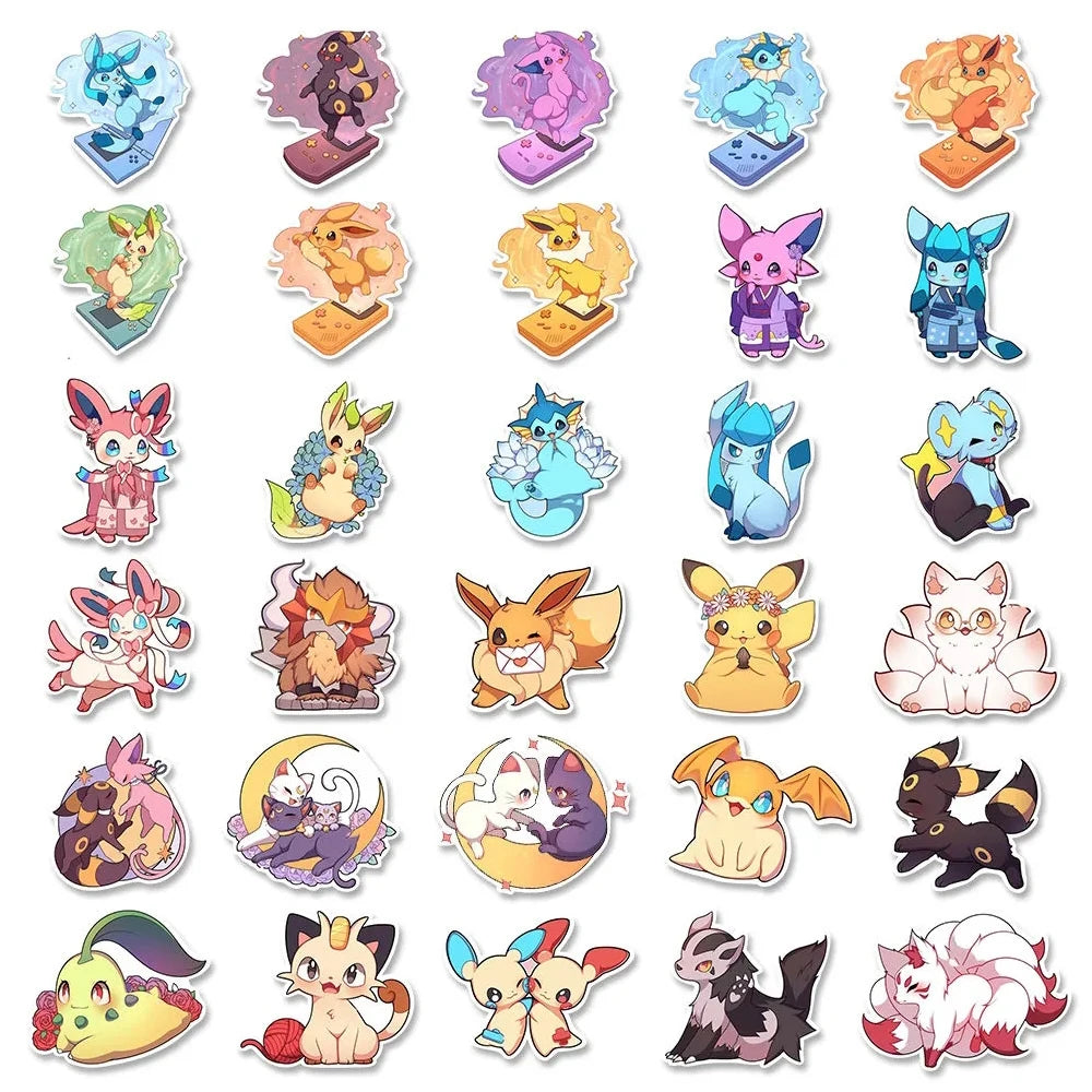 10/30/50pcs Cute Pokemon Eevee Anime Cartoon Stickers Laptop Car Motorcycle Luggage Suitcase Classic Toy Funny Decal Kid Sticker - Gufetto Brand 