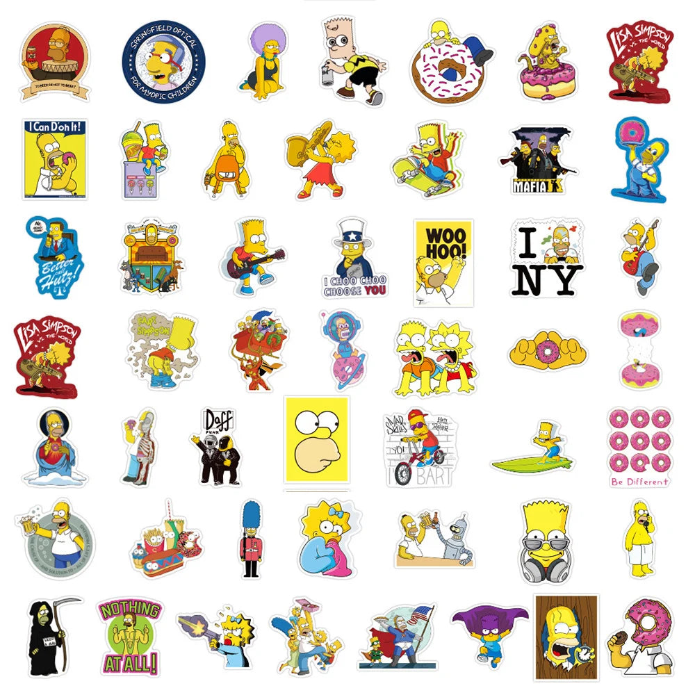 10/30/50/100pcs Cartoon Anime Comedy Simpson Family Stickers Decals DIY Laptop Skateboard Car Waterproof Funny Kids Sticker Toys - Gufetto Brand 