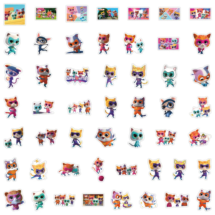 10/50/100Pcs Cartoon Kawaii Super Kitties Stickers Anime Cute Waterproof Graffiti Decals Toys DIY Diary Phone Fridge Stationery - Gufetto Brand 