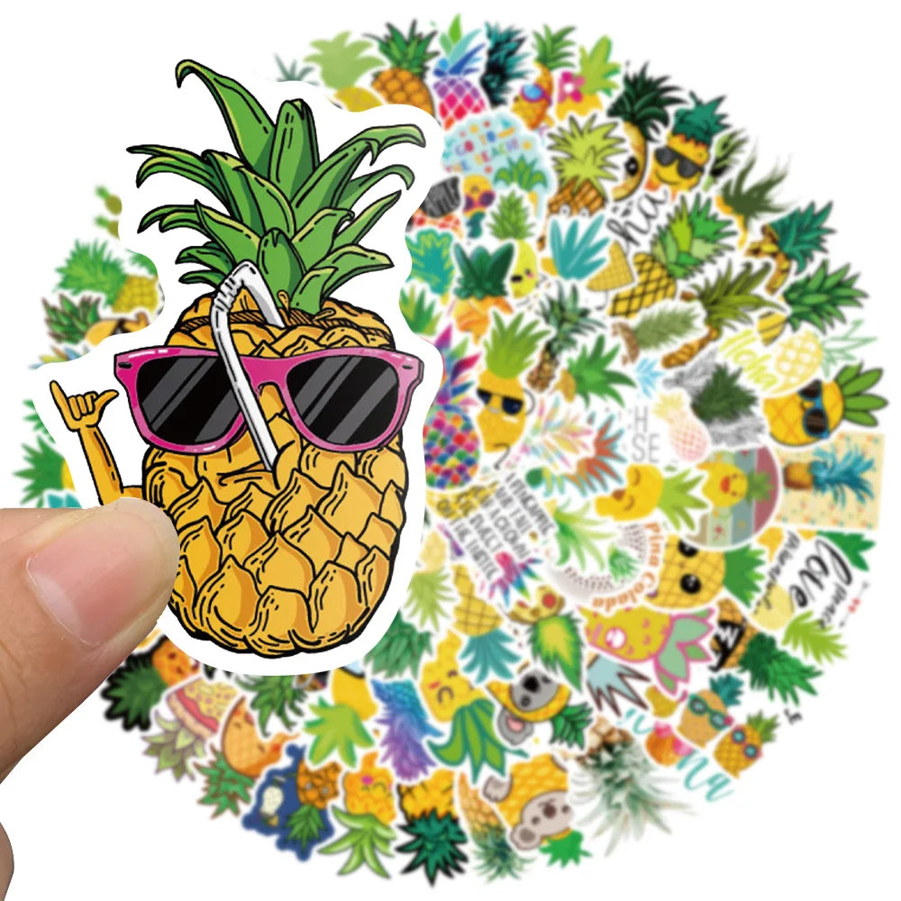 50/100pcs Cartoon Pineapple Cute Stickers Funny DIY Decals for Laptop Guitar Luggage Phone Cars Scrapbook Waterproof Sticker - Gufetto Brand 