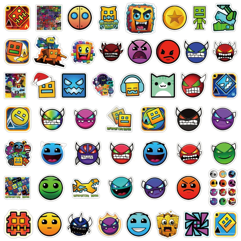 10/30/50pcs Game Geometry Dash Stickers Cartoon Decals Waterproof Decorative Skateboard Laptop Bicycle PVC Cool Sticker Kids Toy - Gufetto Brand 