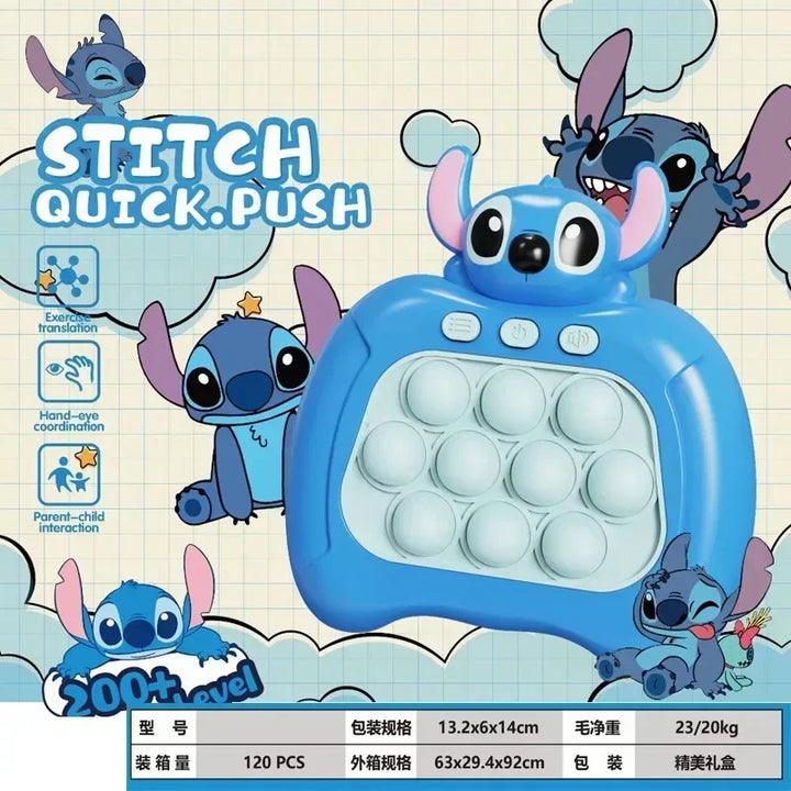 Disney Stitch Push Game Pop Electronic Pushit Pro Super Bubble Pop Game Light Push Up Antistress Fidget Toys for Kids Adult Gift