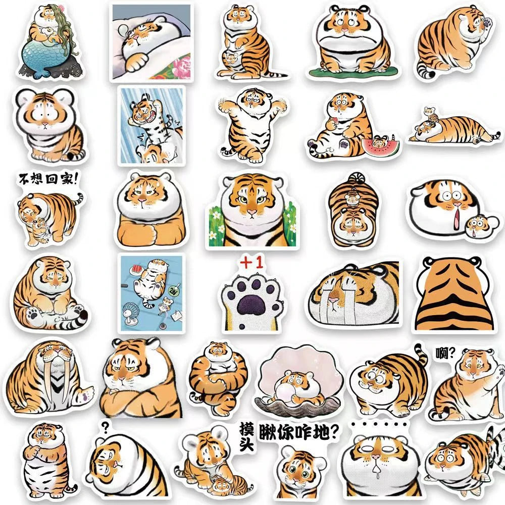 10/30/50PCS Cartoon Cute Fat Tiger Animal Creative Graffiti Sticker Bike Skateboard Car Helmet Laptop Computer Wholesale - Gufetto Brand 