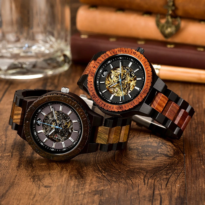 BOBO BIRD Wood Mechanical Watch Men Relogio Masculino Big Mens Watches Top Brand Luxury Timepieces erkek kol saati Customized - Gufetto Brand 