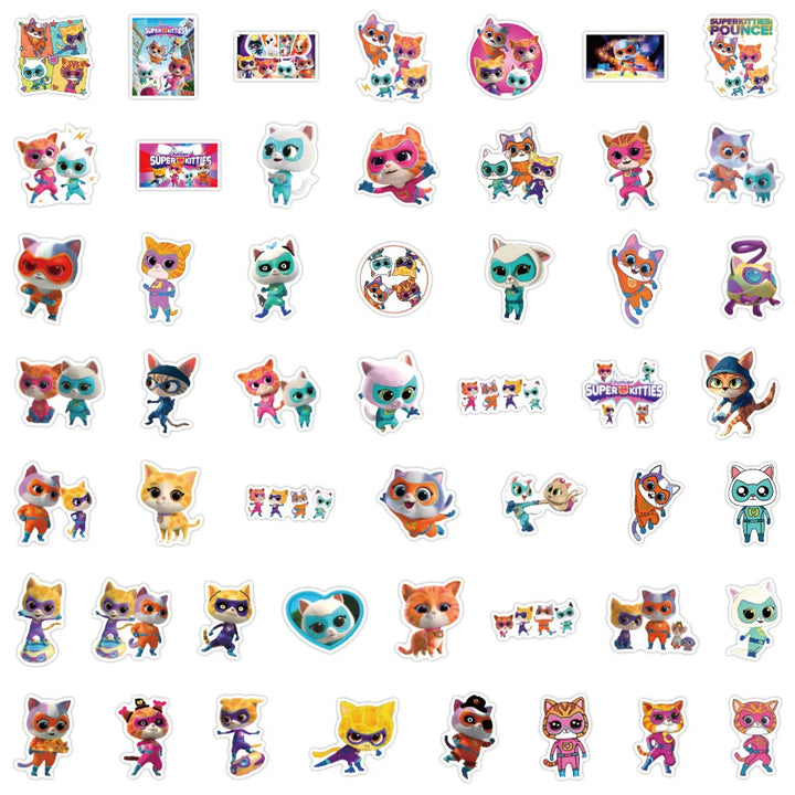 10/50/100Pcs Cartoon Kawaii Super Kitties Stickers Anime Cute Waterproof Graffiti Decals Toys DIY Diary Phone Fridge Stationery - Gufetto Brand 