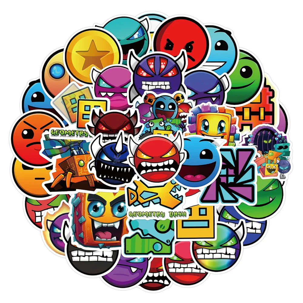 10/30/50pcs Game Geometry Dash Stickers Cartoon Decals Waterproof Decorative Skateboard Laptop Bicycle PVC Cool Sticker Kids Toy - Gufetto Brand 