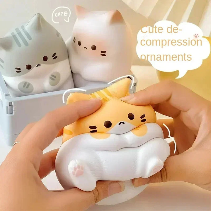 New Cat Stress Relief Squishy Toy PU Squeeze Antistress Table Ornaments Reliever Toys Plastic Shape Knead, Release Stress Toy