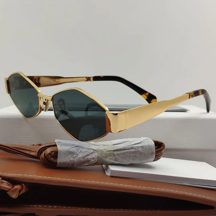 2024 New Aesthetic quadrilateral Metal Frame Sunglasses For Women Brand Designer Futuristic Summer Ladies For Sun Glasses UV400 - Gufetto Brand 