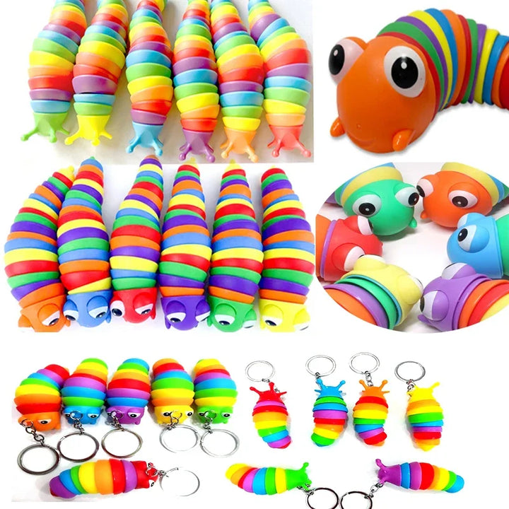 Stress Relief Toys Fidget Toys Kids Adults Funny Buckle Slug Dolphin Shark Anxiety Antistress Squishy Toy Keychain Accessories