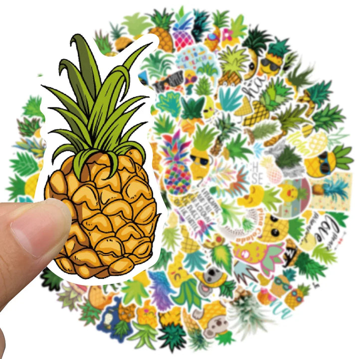 50/100pcs Cartoon Pineapple Cute Stickers Funny DIY Decals for Laptop Guitar Luggage Phone Cars Scrapbook Waterproof Sticker - Gufetto Brand 