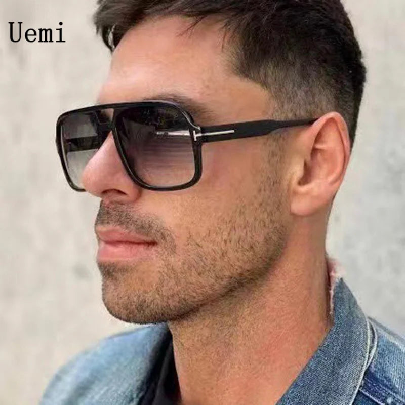 New Retro Men Pilot Sunglasses Fashion Square Double Bridges Oversized Frame Shades UV400 Women Trending Sun Glasses Wholesale - Gufetto Brand 