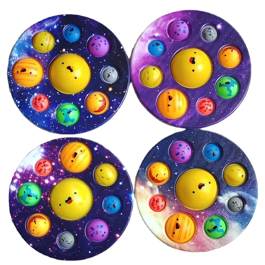 Eight Planets Simple Dimple Pop Fidget Sensory Toy keychain Stress Relief Antistress Board Autism Anxiety Fidget Toy For Kids