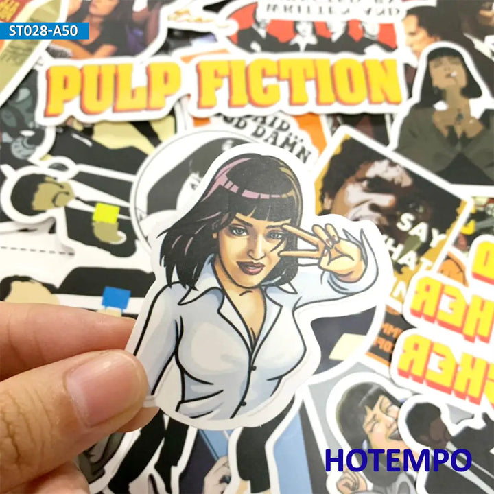 50pcs Classic Movie Pulp Fiction Mix Pattern Shape Graffiti Decals Stickers Pack for Phone Laptop Luggage Skateboard Car Sticker - Gufetto Brand 