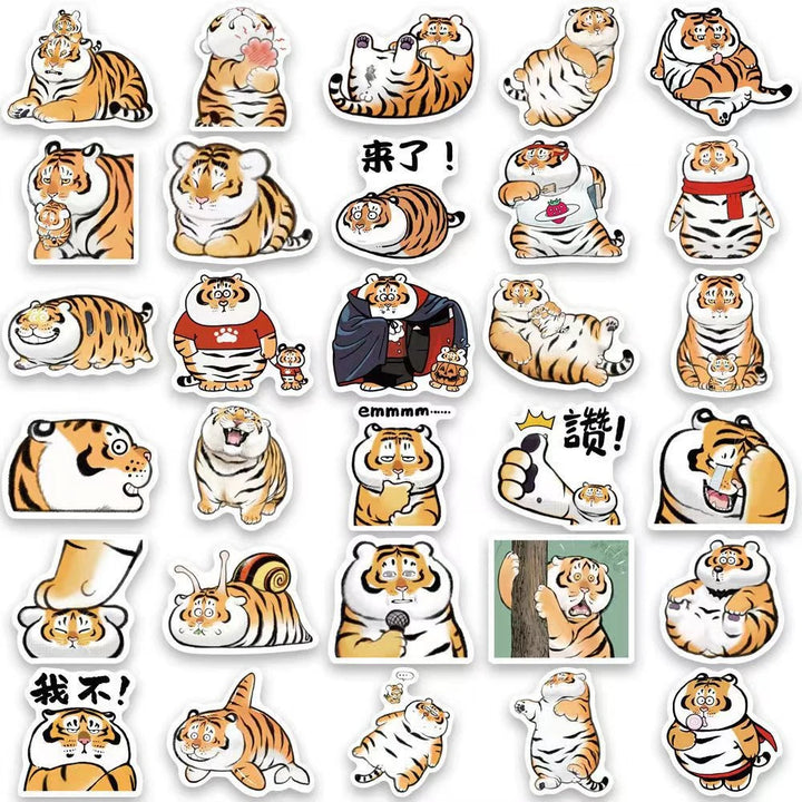 10/30/50PCS Cartoon Cute Fat Tiger Animal Creative Graffiti Sticker Bike Skateboard Car Helmet Laptop Computer Wholesale - Gufetto Brand 