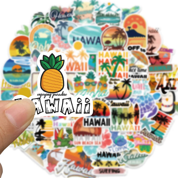 10/30/50PCS Hawaiian Summer Vacation Style Cartoon Sticker DIY Phone Laptop Luggage Skateboard Graffiti Decals Fun for Kid Gift - Gufetto Brand 