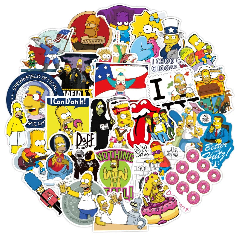 50PCS Cartoon Animation New Simpson Family Waterproof Sticker - Gufetto Brand 