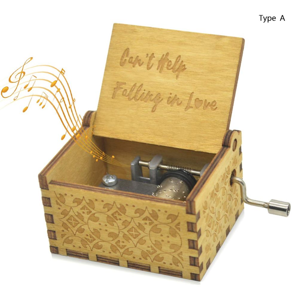 Incisione in legno Carillon vintage Carillon a manovella Fidanzata La moglie non può fare a meno di innamorarsi Regali di compleanno Regalo - Gufetto Brand 