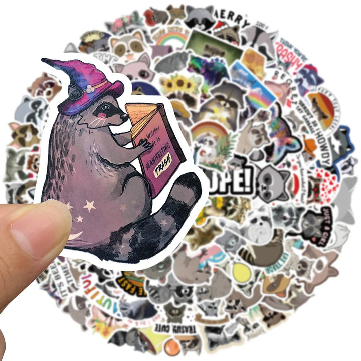 50/100pcs Cartoon Animal Raccoon Cute Stickers Laptop Guitar Luggage Phone Stationery Scrapbook Decals Kid Gifts Toys - Gufetto Brand 