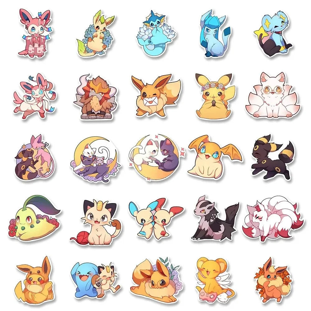 10/30/50pcs Cute Pokemon Eevee Anime Cartoon Stickers Laptop Car Motorcycle Luggage Suitcase Classic Toy Funny Decal Kid Sticker - Gufetto Brand 