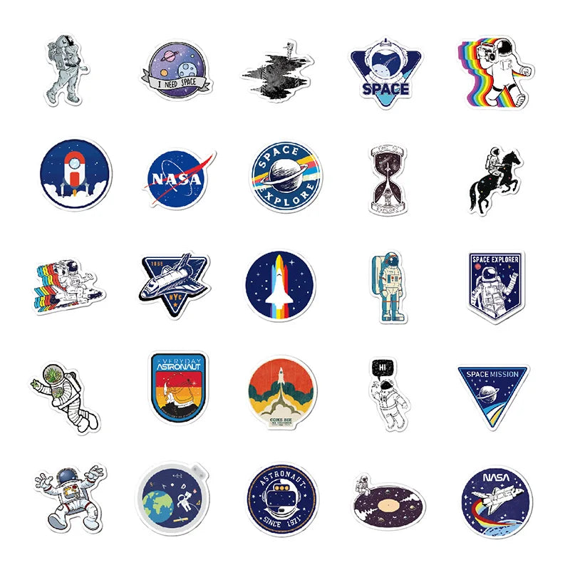 50 Pcs/Set Universe Outer Space Astronaut Creative Graffiti Stickers Notebook Skateboard DIY Decoration Kids Gift - Gufetto Brand 