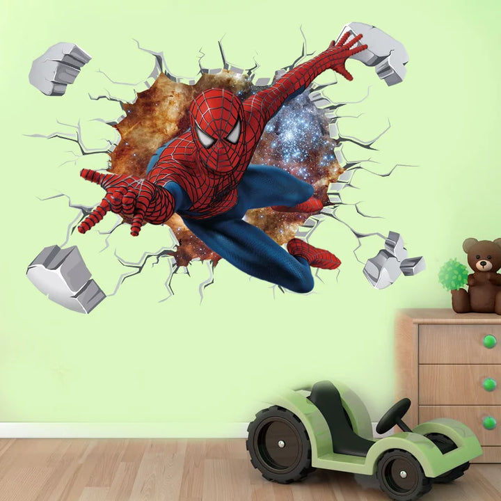 3D Stereoscopic Effect Spider-Man Wall Stickers For Kids Room Marvel Superhero Movie Poster Living Room Bedroom Wall Decoration - Gufetto Brand 