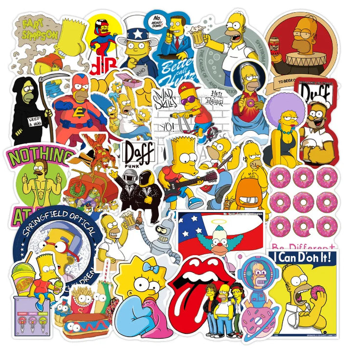 50PCS Cartoon Animation New Simpson Family Waterproof Sticker - Gufetto Brand 