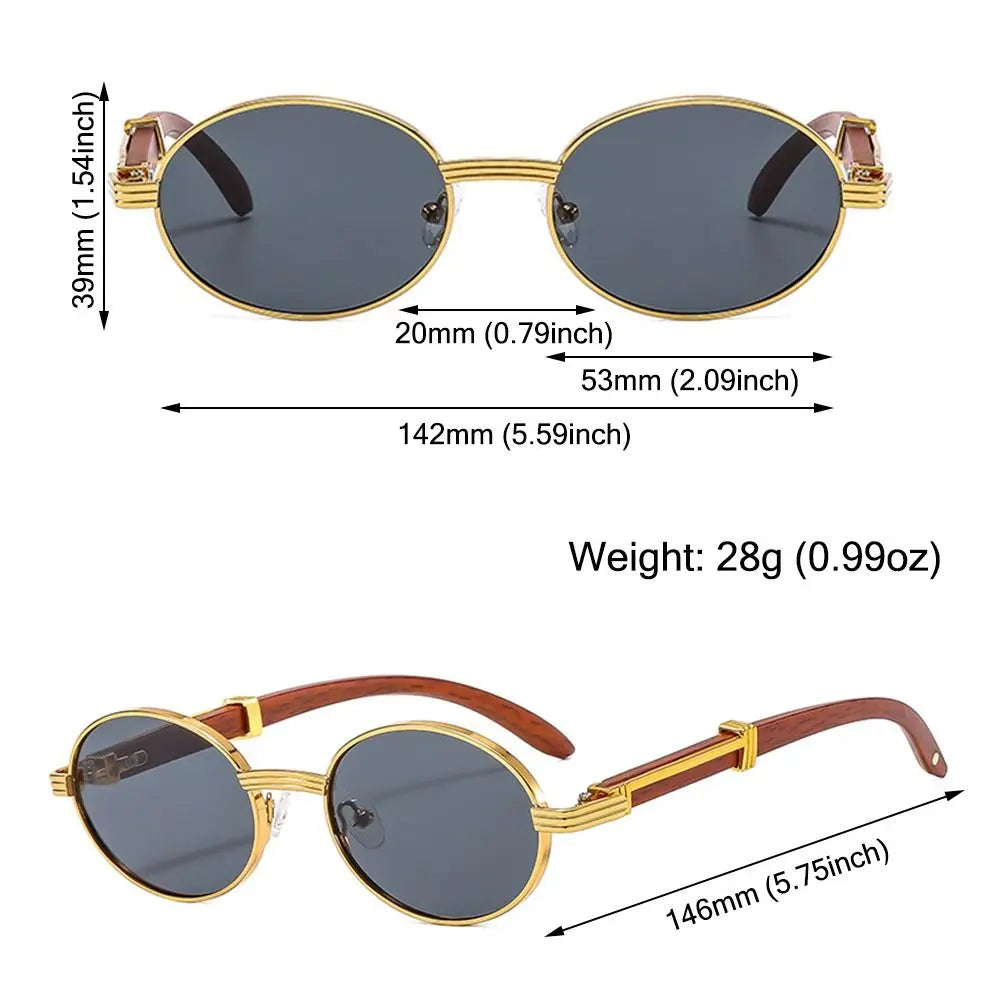 2024 Retro Oval Men Sunglasses Fashion Brand Designer Clear Gradient Lens Eyewear Women Luxury Wooden Sun Glasses Shades UV400 - Gufetto Brand 