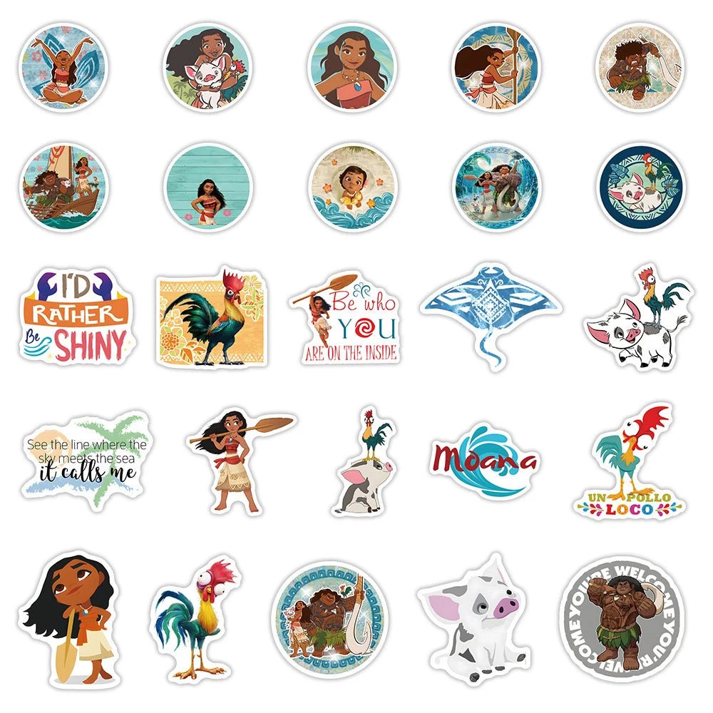 10/30/50/100PCS Cartoon Disney Movie Moana Graffiti Stickers DIY Laptop Luggage Scrapbook Bike Phone Waterproof Sticker Decal - Gufetto Brand 