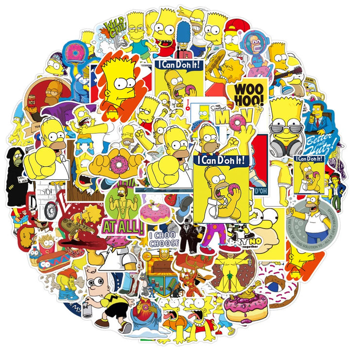 10/30/50/100pcs Cartoon Anime Comedy Simpson Family Stickers Decals DIY Laptop Skateboard Car Waterproof Funny Kids Sticker Toys - Gufetto Brand 