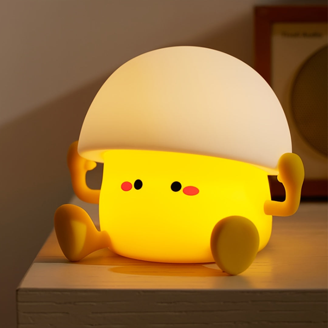 1 cute Egg Yolk silicone night light Smart pat light USB rechargeable with data cable, room desktop decoration atmosphere light with three levels of brightness, 30 minutes of sleep companion, timed automatic light off, classm