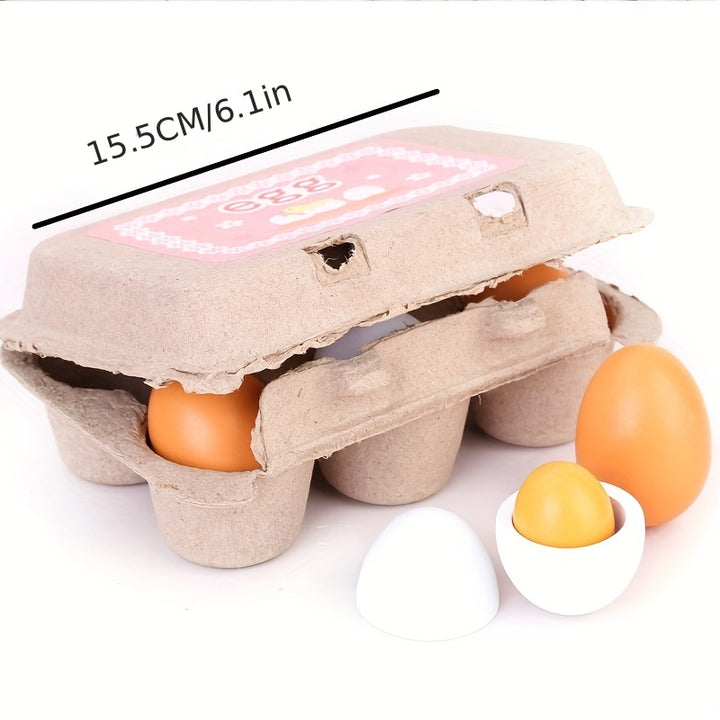 3/6pcs/set Wooden Artificial Eggs DIY Toy Wooden House Kitchen Education Food Toys For Children