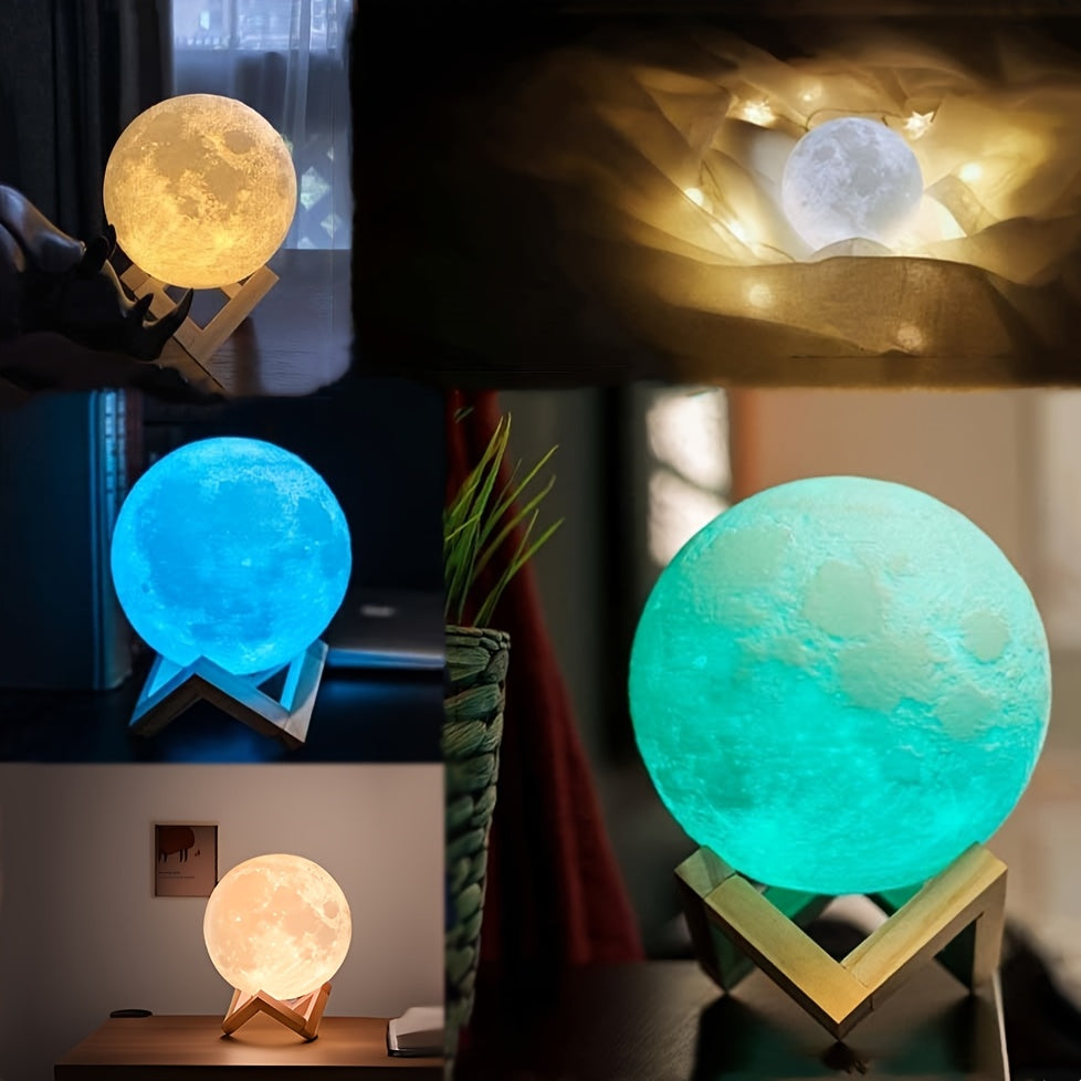 Enchanting Moon Lamp with 128 Color Settings - Touch & Remote Control, Adjustable Brightness, USB Rechargeable Desk Light - Ideal for Bedroom Ambiance, Unique Gift for Mom, Weddings, Birthdays, Christmas, Halloween, Lamp for