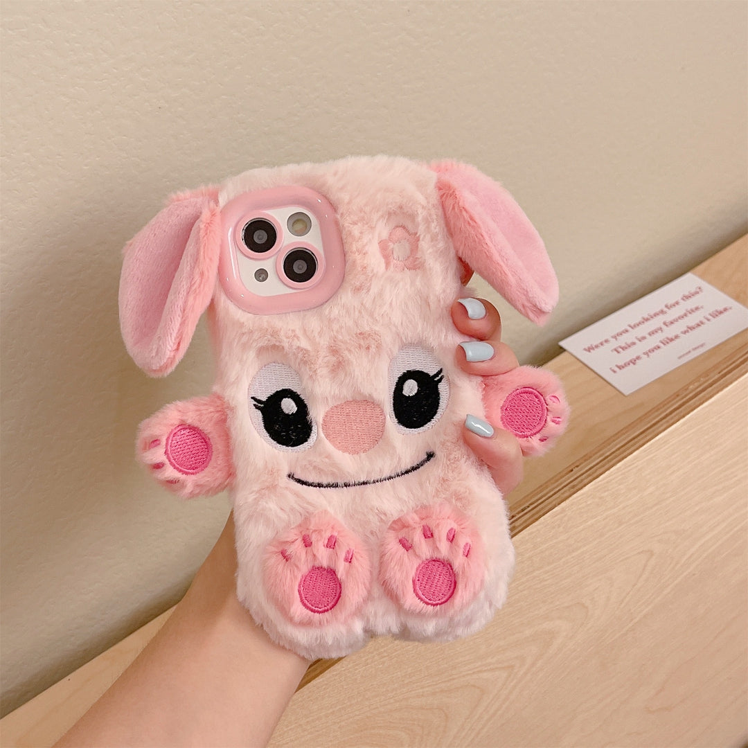 Embroidered Plush Model Cute Stitch Phone Case For IPhone15 Pro Max/15 Pro/15/15/15Plus/14 Pro Max/14 Pro/14Plus/14/13 Pro Max/13 Pro/13/12 Pro Max/12 Pro/12/11Pro Max/11 Slam-proof Phone Case