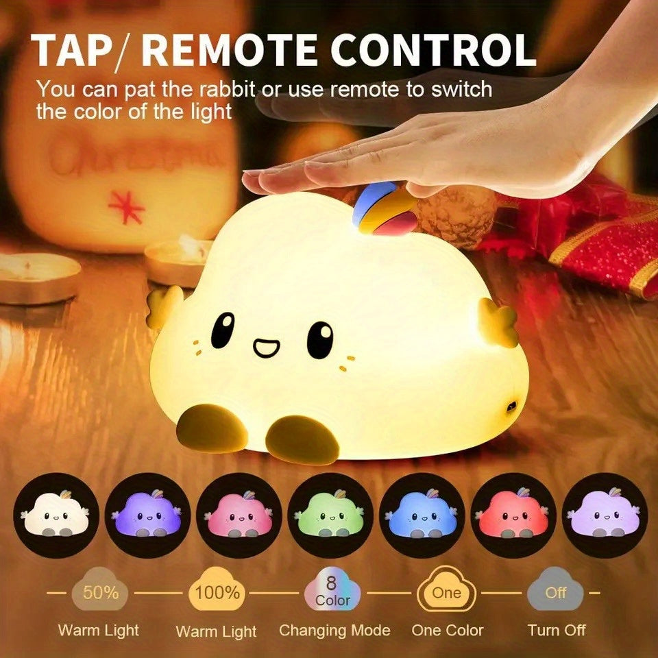 LED Luminous Relax Night Light, Silicone Touch Start Sleep Light Clouds Color Changing Face Changing with One Tap Silicone Profile Light Bedside Lamp Night Light