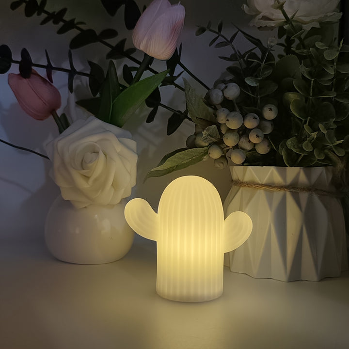 Cactus LED Night Light, Modern Plastic Tabletop Lamp, Battery Operated, Push Button Control, Wall Mount, Home & Kitchen Decor, Surprise Gift for Relatives, Friends, and Classmates