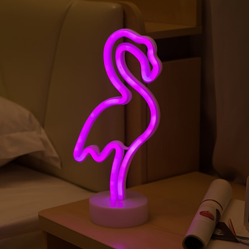 Flamingo LED Neon Light - USB or Battery Powered, Modern Decorative Night Light with Base for Home & Party Decor, Perfect Gift Idea (Batteries Not Included)