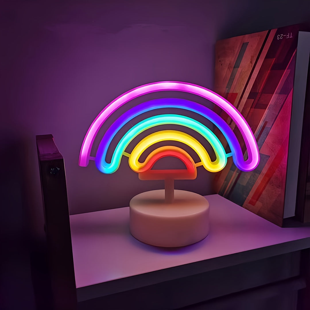 Contemporary USB Powered Rainbow Neon Light, Plastic Decorative Lamp for Bedroom, Home Desk Decor, Wedding, Birthday, Party, Holiday, Pride Month, Universal Spring Summer Celebrations, Gift - No Batteries Included