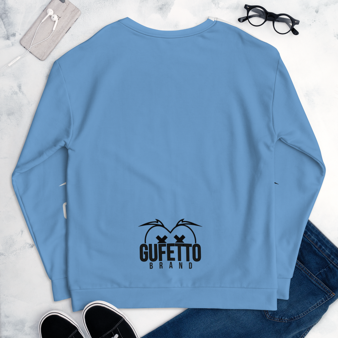 Felpa unisex Uomo/Donna BIANCO AZZURROLO - Gufetto Brand 