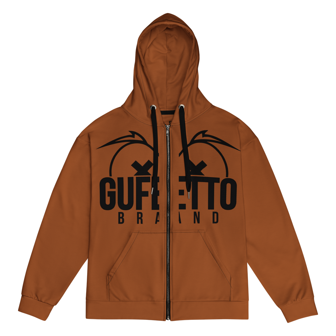 Felpa con cappuccio con zip unisex Uomo/Donna Gufetto Marrone - Gufetto Brand 